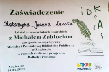 Warsztaty pisarskie z Michałem Zabłockim w Zawierciu-109