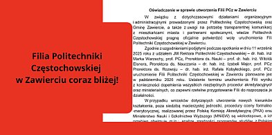 Filia Politechniki Częstochowskiej w Zawierciu coraz bliżej-58603
