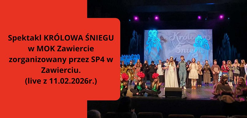 (VIDEO) Spektakl KRÓLOWA ŚNIEGU w MOK Zawiercie zorganizowany przez SP4