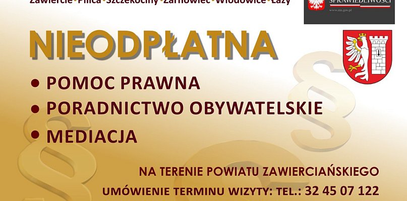Nieodpłatna pomoc prawna na terenie Powiatu Zawierciańskiego - 57998